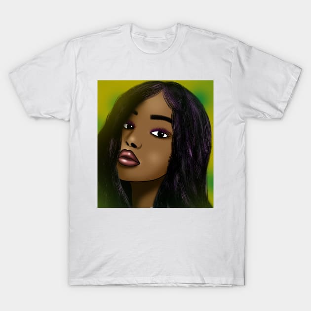 Black girl digital art drawing T-Shirt by Spinkly Creations 